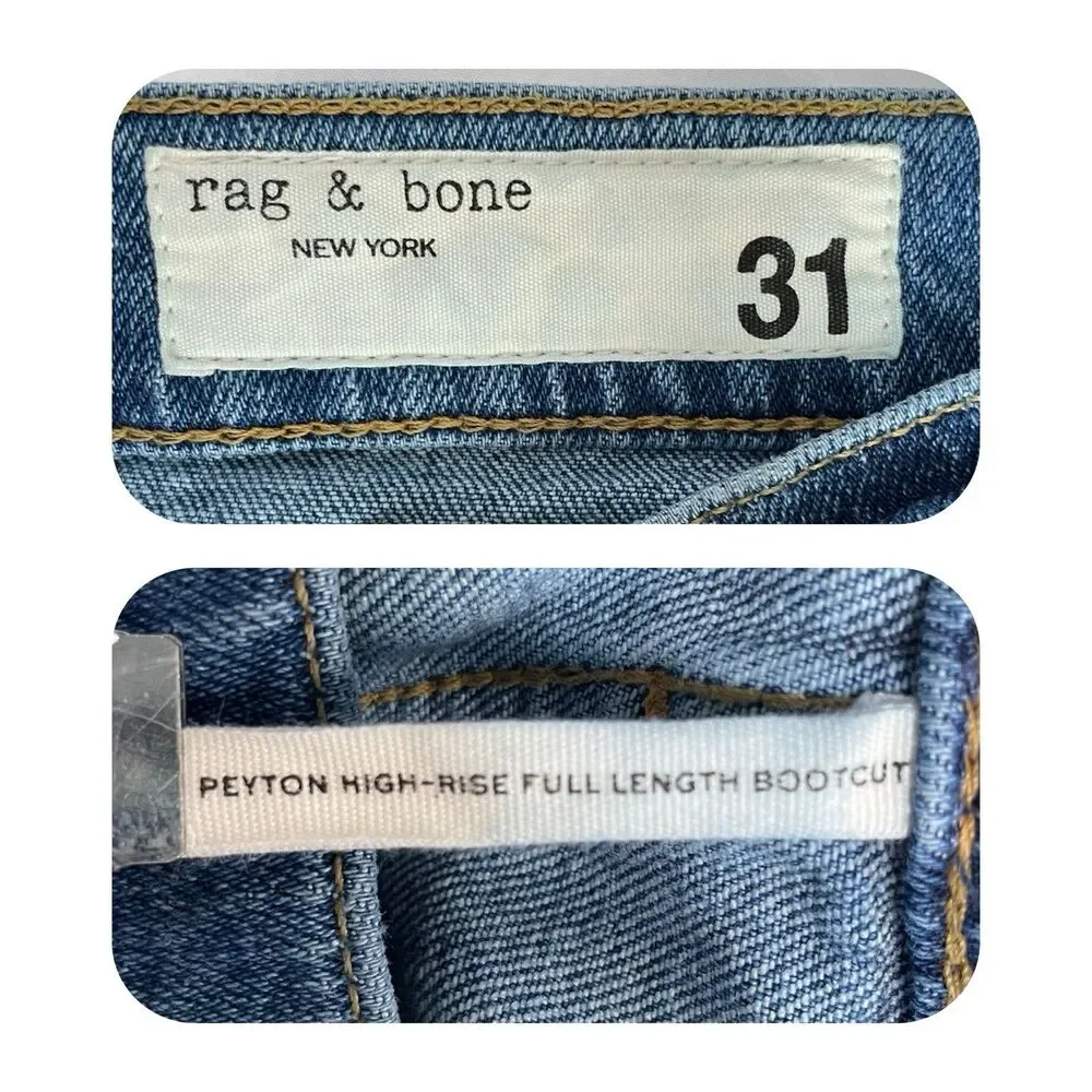Rag & Bone The Peyton High-Rise Full-Length Bootcut Jean Women’s Size 31  Denim